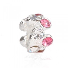 Pandora Outlet A-Series White And Pink Spacer Bead