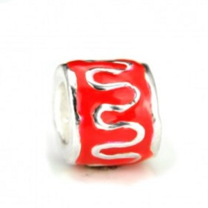 Pandora Outlet Zigzag Enamel Bead,Red Enamelled