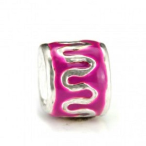 Pandora Outlet Zigzag Enamel Bead,Rose Enamelled