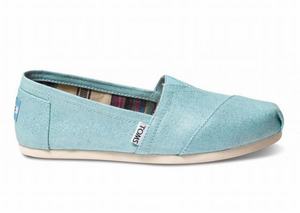 Toms Turquoise Metallic Linnen Dames Classics Schoenen