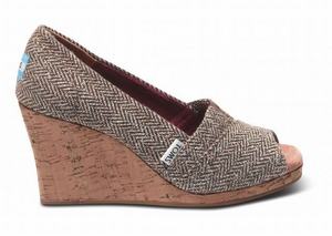 Bruin Toms Metallic Herringbone Dames Wedges Schoenen