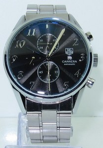 Copy Watches Tag Heuer Carrera Calibre 16 Heritage Automatic chrongraph Black Watch stalen armband