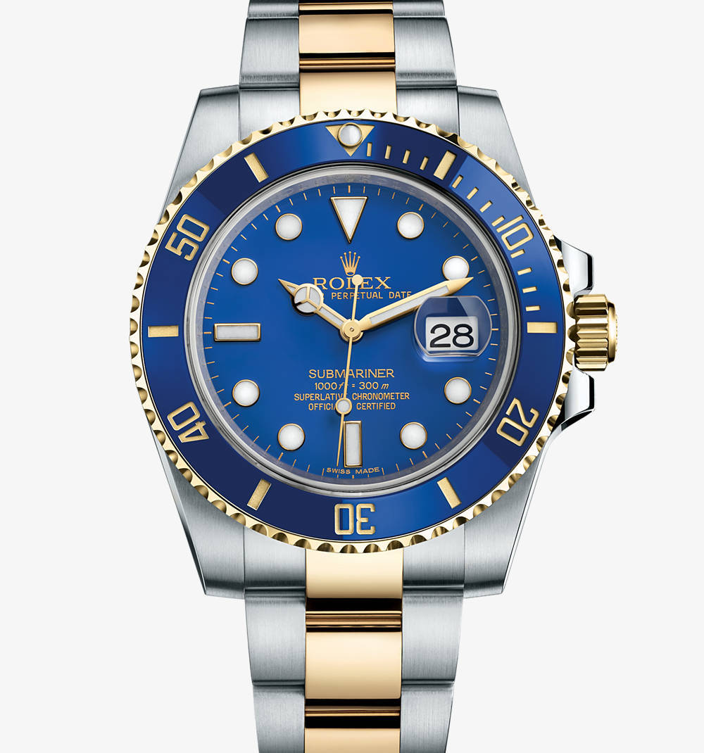 Replica Rolex Submariner Date Watch: Geel Rolesor - combinatie van 904L staal en 18 karaat geelgoud - M116613LB - 0001