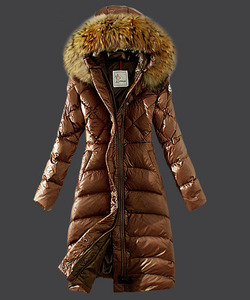 2013 New Arrivals ! Moncler Down jas Vrouwen Hooded winddicht Coffe