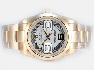 Replica Cool Rolex Air King Oyster Perpetual Automatische Two Tone Met Beige Dial AAA Horloges