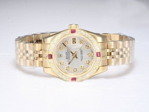 Replica Cool Rolex Datejust Automatic Gold Diamond Markering En Bezel AAA Horloges
