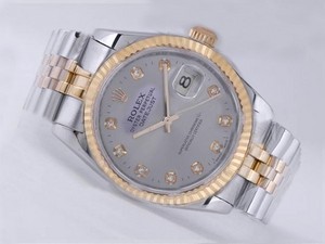 Replica Cool Rolex Datejust Automatic Movement Two Tone Met Grijze Dial AAA Horloges